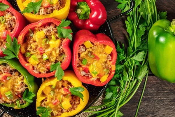 Перцы, фаршированные рисом и фасолью